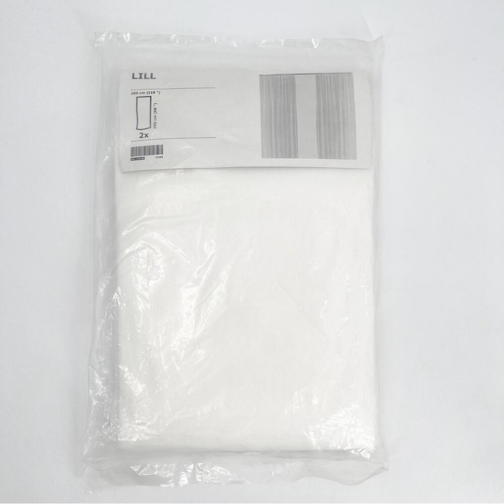IKEA Lill Curtain Panels x 2 110" x 98" Polyester Sheer White Netting Home NWT